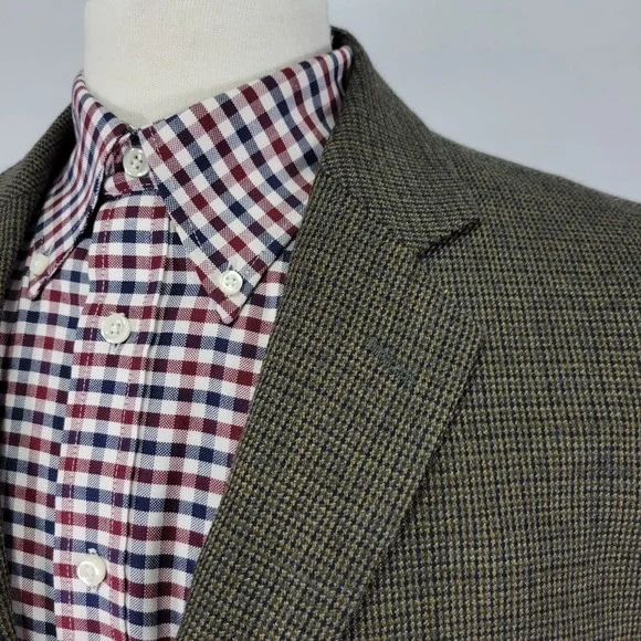 Stafford Essentials Men's Sport Coat Blazer Two Button Olive Wool Classic‎ 46R
